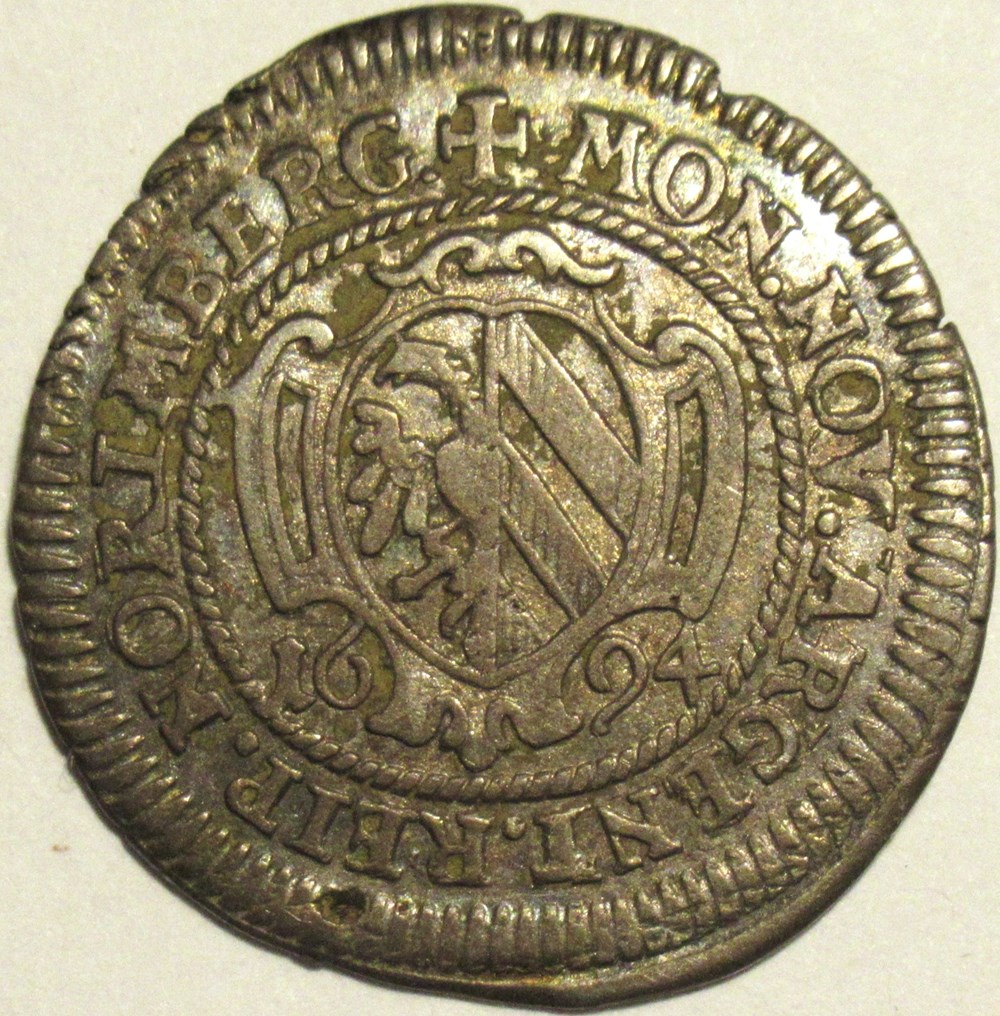 1694 Free City of Nuremberg, 2 Kreuzer - Emperor Leopold I monnaies europe medievale a saint empire romain germanique 1694 free city of nuremberg 2 kreuzer emperor leopold i