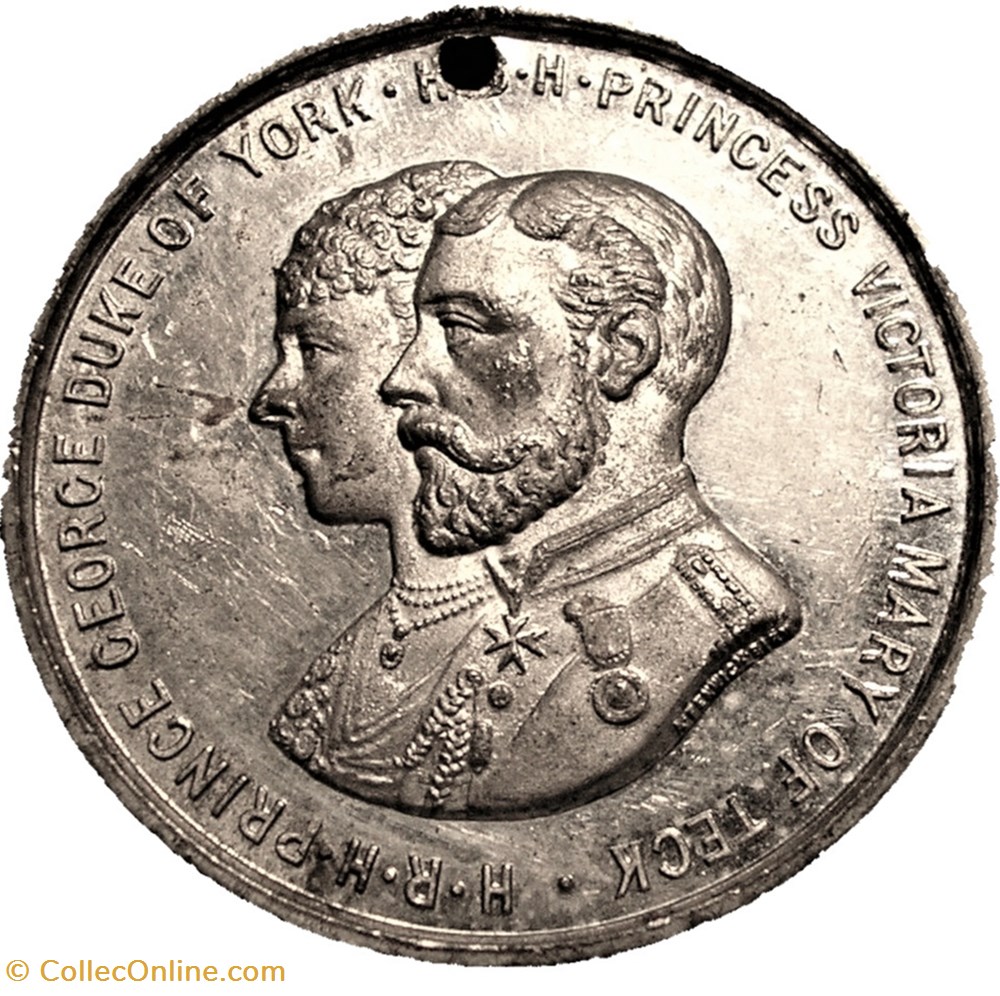 George & May - 1893 Marriage Medal, Borough of Stafford - UK 2 medaille royaume uni george may 1893 marriage medal borough of stafford uk
