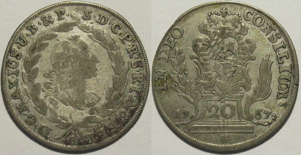 Maximilian III Joseph - 20 Kreuzer 1767 - Electorate of Bavaria monnaies europe medievale saint empire romain germanique maximilian iii joseph 20 kreuzer 1767 electorate of bavaria