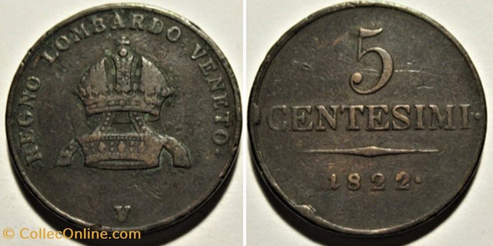 1822 Regno Lombardo-Veneto, 5 Centesimi Venezia - Franz I d'Asburgo-Lorena monnaies monde italie 1822 regno lombardo veneto 5 centesimi venezia franz i asburgo lorena