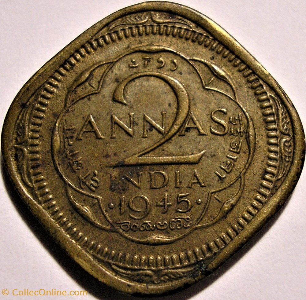 monnaie monde inde george vi 2 annas 1945 bombay british india