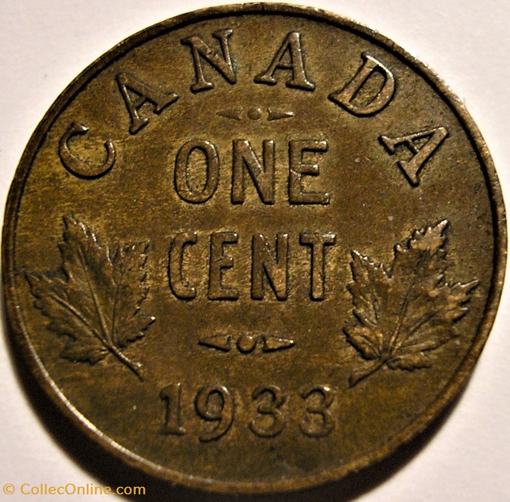 George V - 1 Cent 1933 monnaie monde canadum george v 1 cent 1933