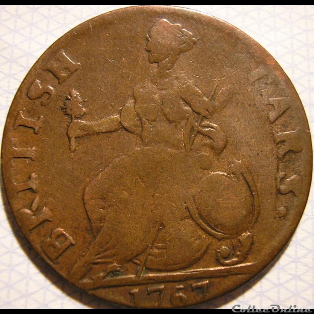 1767 Half Penny No Regal George Iii Georius Pit Sex Coins World