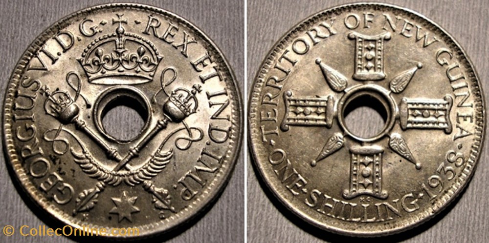 George VI - One Shilling 1938 - New Guinea monnaies monde papouasie nouvelle guinee george vi one shilling 1938 new guinea