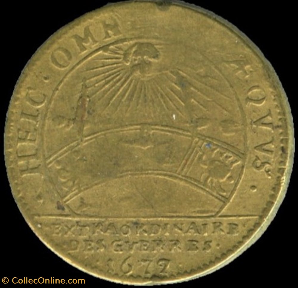 Louis XIV - 1679/77 Jeton Extraordinaire des guerres - Overdate monnaies paranumismatique jetons poids louis xiv 1679 77 jeton extraordinaire des guerres overdate