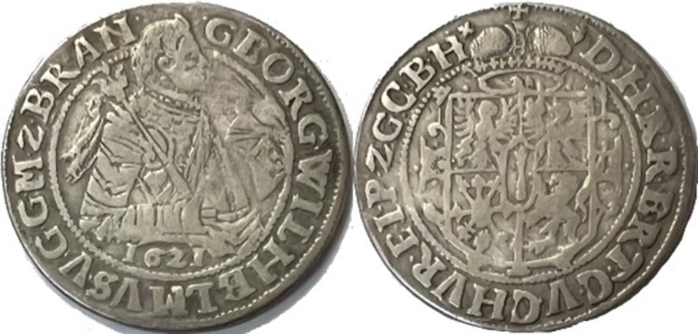Georg Wilhelm - 1/4 Thaler 1621, Brandenburg-Prussia monnaies europe medievale saint empire romain germanique georg wilhelm 1 4 thaler 1621 brandenburg prussia