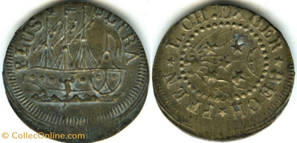 monnaies jetons mereaux counter token to ship plus ultra lauer nuremberg 19th