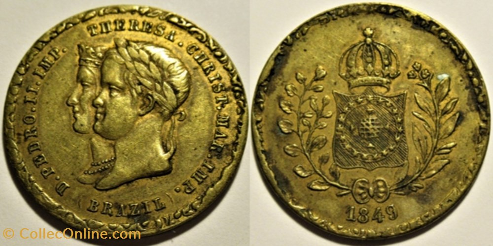 medailles bresil 1849 pedro ii teresa cristina empire of brazil
