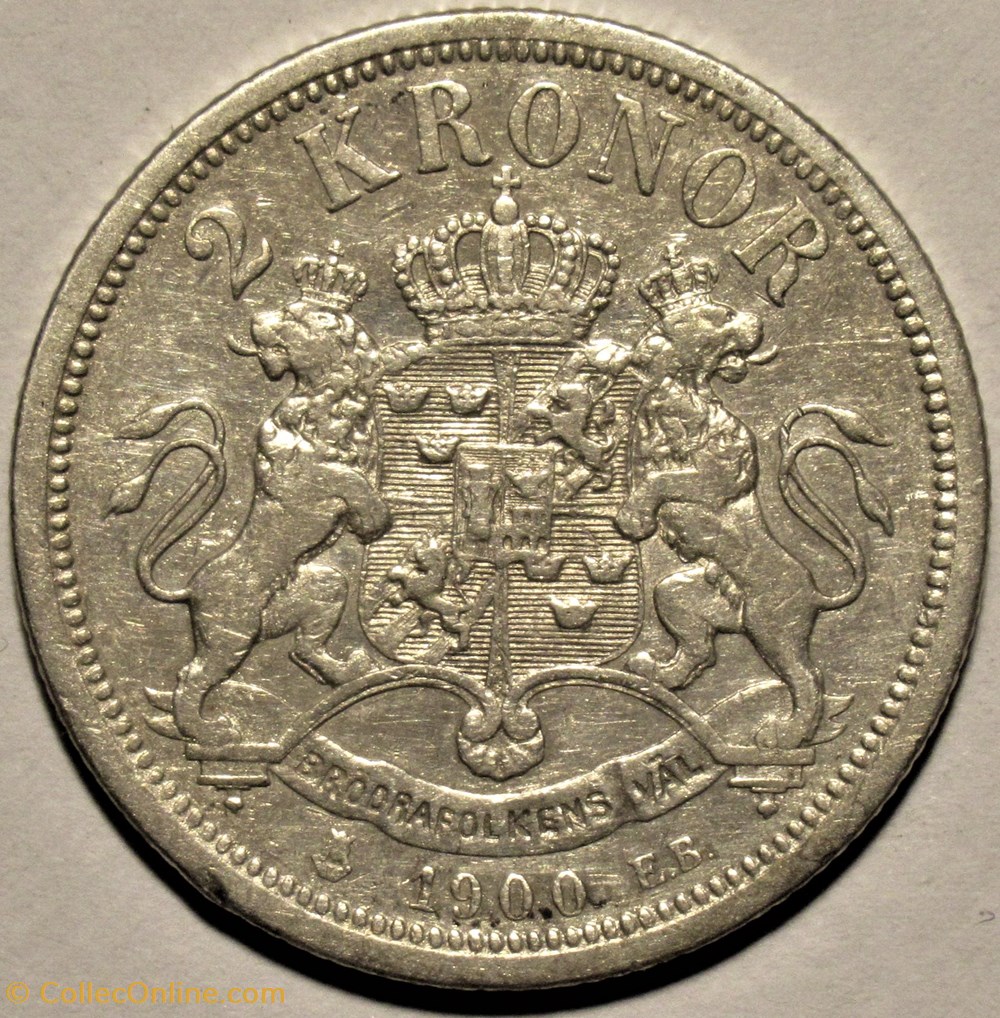 Oskar II of Sweden - 2 Kronor 1900 monnaies monde suede oskar ii of sweden 2 kronor 1900