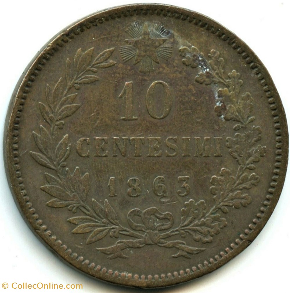 monnaies monde italie 1863 regno italia 10 centesimi parigi vittorio emanuele ii