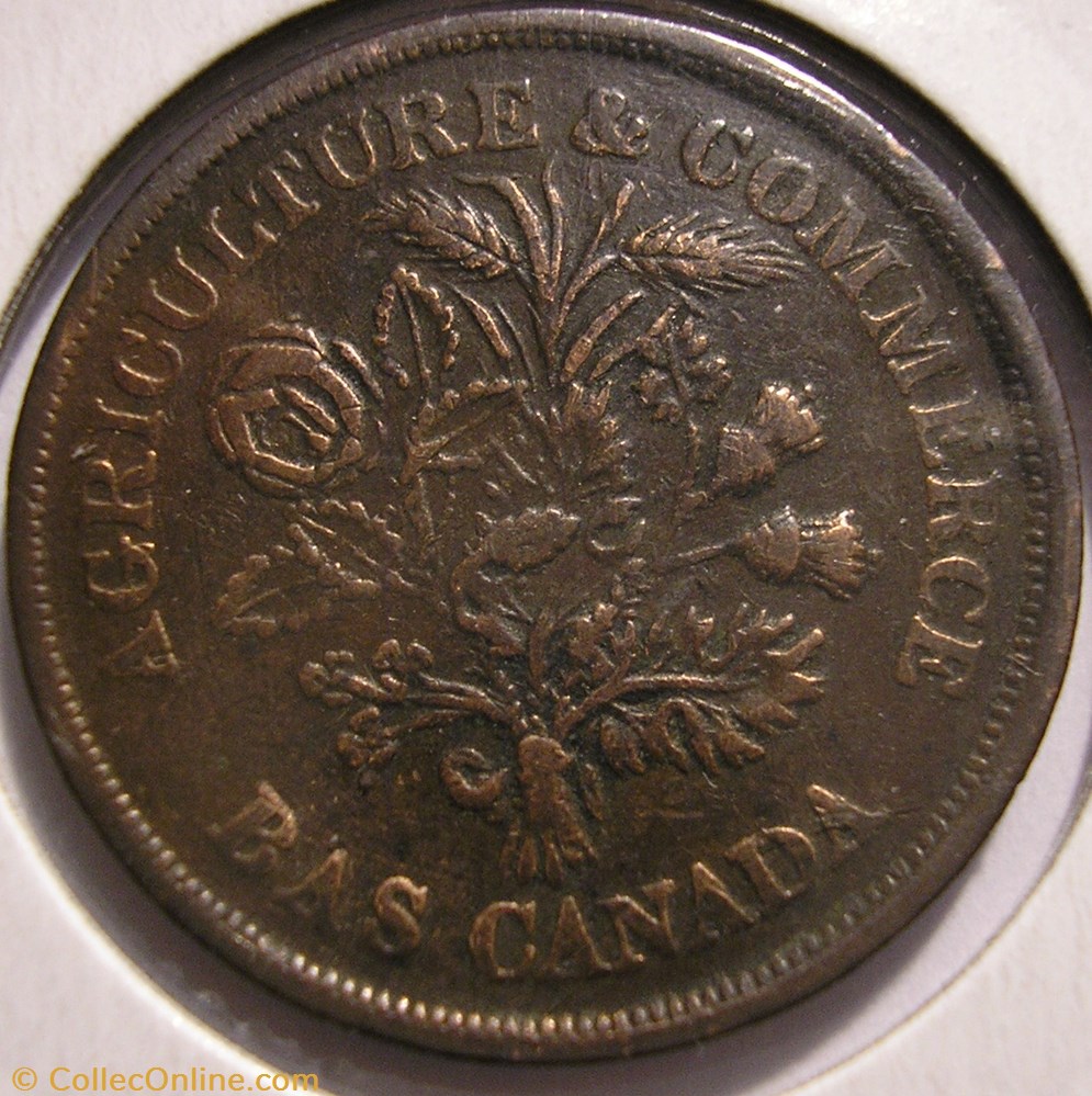Montreal 1838 Un Sou Bouquet - Banque du Peuple, Rebellion (ex.2) monnaie monde canadum montreal 1838 un sou bouquet banque du peuple rebellion ex 2