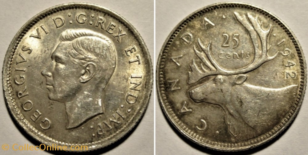 George VI - 25 Cents 1942 monnaies monde canada george vi 25 cents 1942