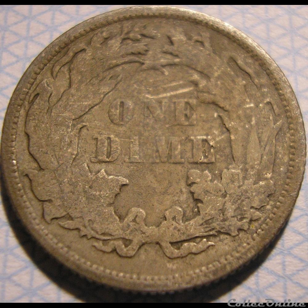 ←1874→ Dime / 10 Cents Arrows monnaie monde etat uni 1874 dime 10 cents arrows