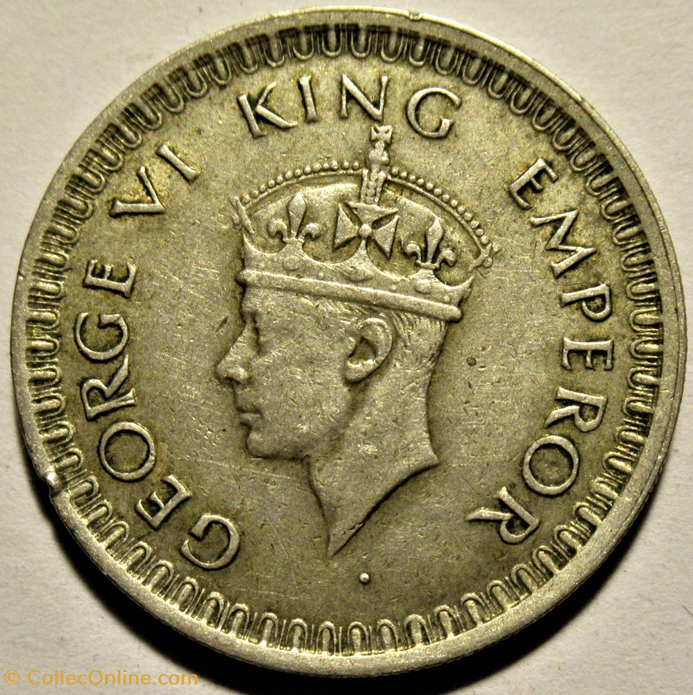 George VI - Half Rupee 1943 Bombay - British Raj 2 monnaies monde inde george vi half rupee 1943 bombay british raj