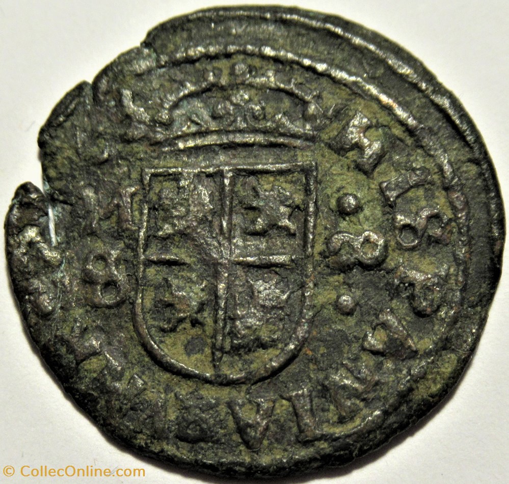 1663 Madrid - 8 Maravedis - Felipe IV de España 3 monnaies monde espagne 1663 madrid 8 maravedis felipe iv de espana