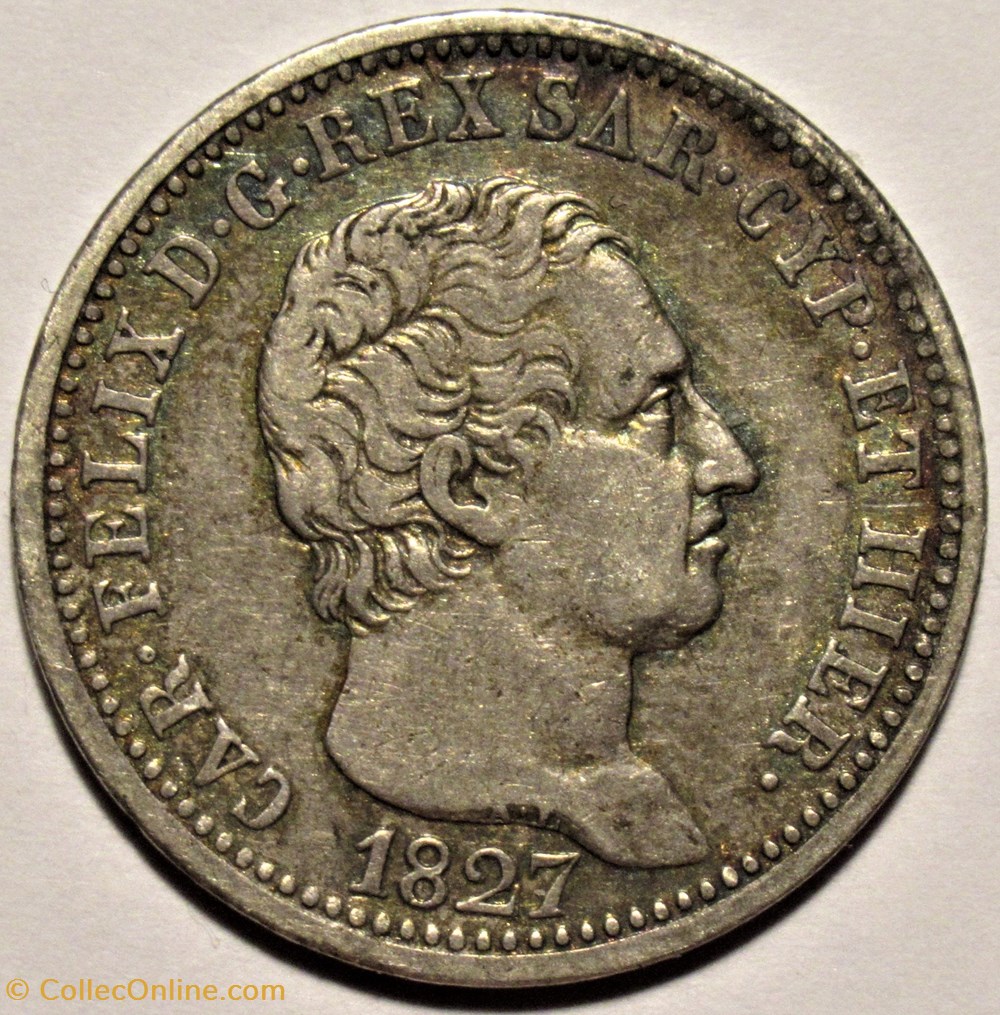 1827 Royaume de Sardaigne, 1 Lira Torino - Carlo Felice monnaies monde italie 1827 royaume de sardaigne 1 lira torino carlo felice