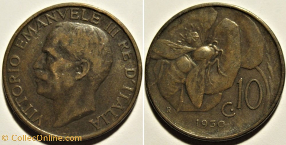 1930 Regno d'Italia, 10 Centesimi, Roma - Vittorio Emanuele III monnaies monde italie 1930 regno italia 10 centesimi roma vittorio emanuele iii