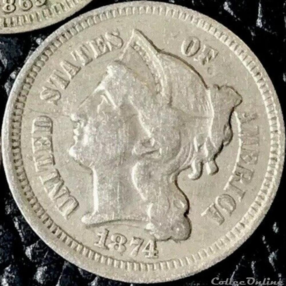 1874 - 3 Cents monnaie monde etat uni 1874 3 cents