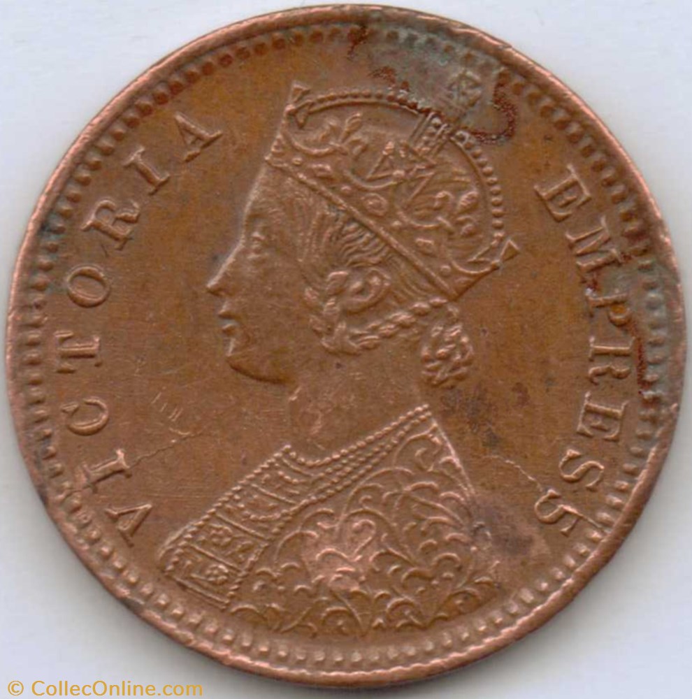 Victoria - 1/12 Anna 1901 Calcutta - British India - Die crack monnaie monde inde victoria 1 12 anna 1901 calcutta british india die crack