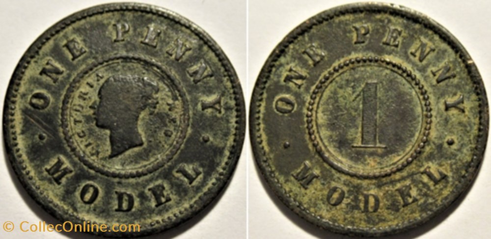 Victoria - Penny Model 1844 Token monnaies jetons mereaux victoria penny model 1844 token