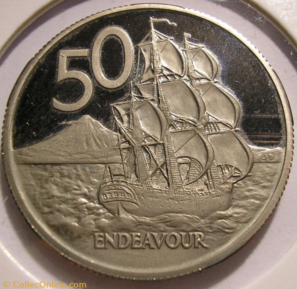monnaie monde nouvelle zelande elizabeth ii 50 cents 1971 endeavour new zealand