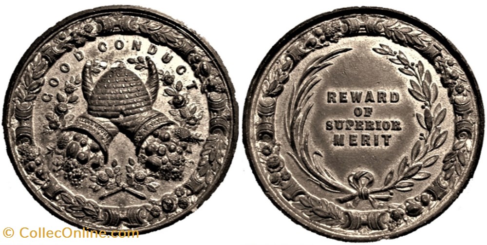c.1880' Reward of Superior Merit - Good Conduct, School Medal, Great Britain medaille royaume uni c 188 reward of superior merit good conduct school medal great britain