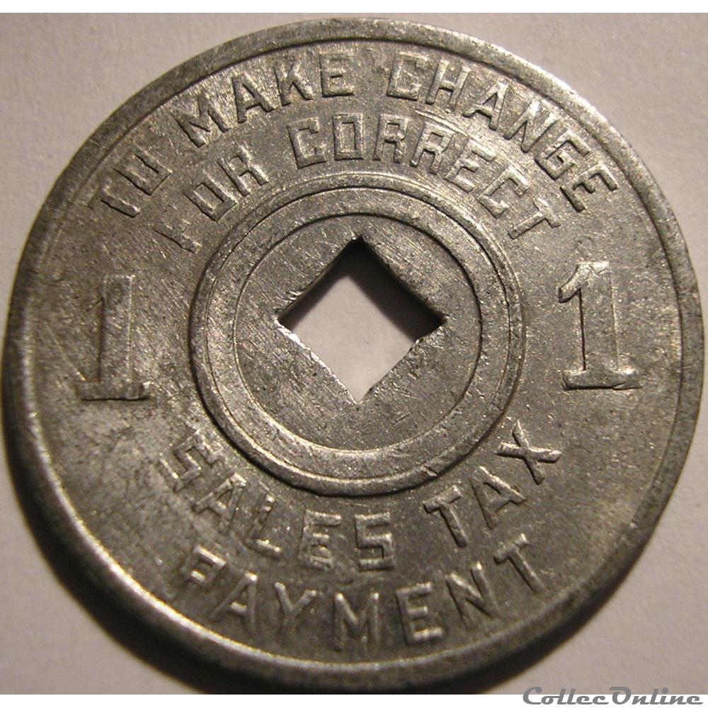 Sales Tax Token - 1 Mill (1936-1941) Mississippi monnaie monde etat uni sales tax token 1 mill 1936 1941 mississippi