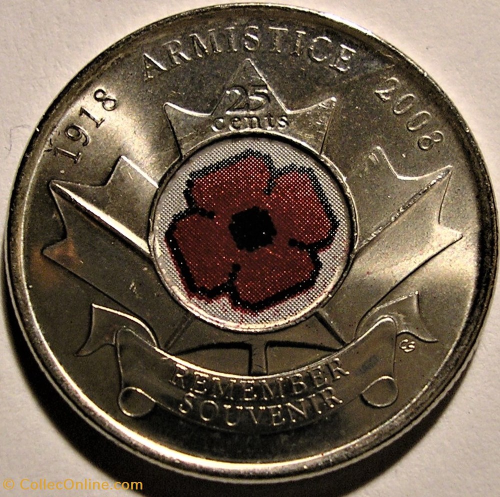 Elizabeth II - 25 Cents 2008 - Armistice Day 1918 monnaie monde canadum elizabeth ii 25 cents 2008 armistice day 1918