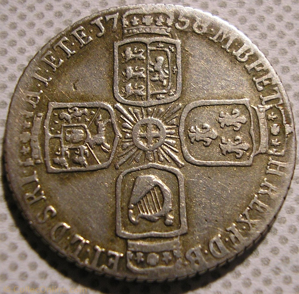 George II - 6 Pence 1758/7 Great Britain 2 monnaies europe medievale royaume d angleterre george ii 6 pence 1758 7 great britain