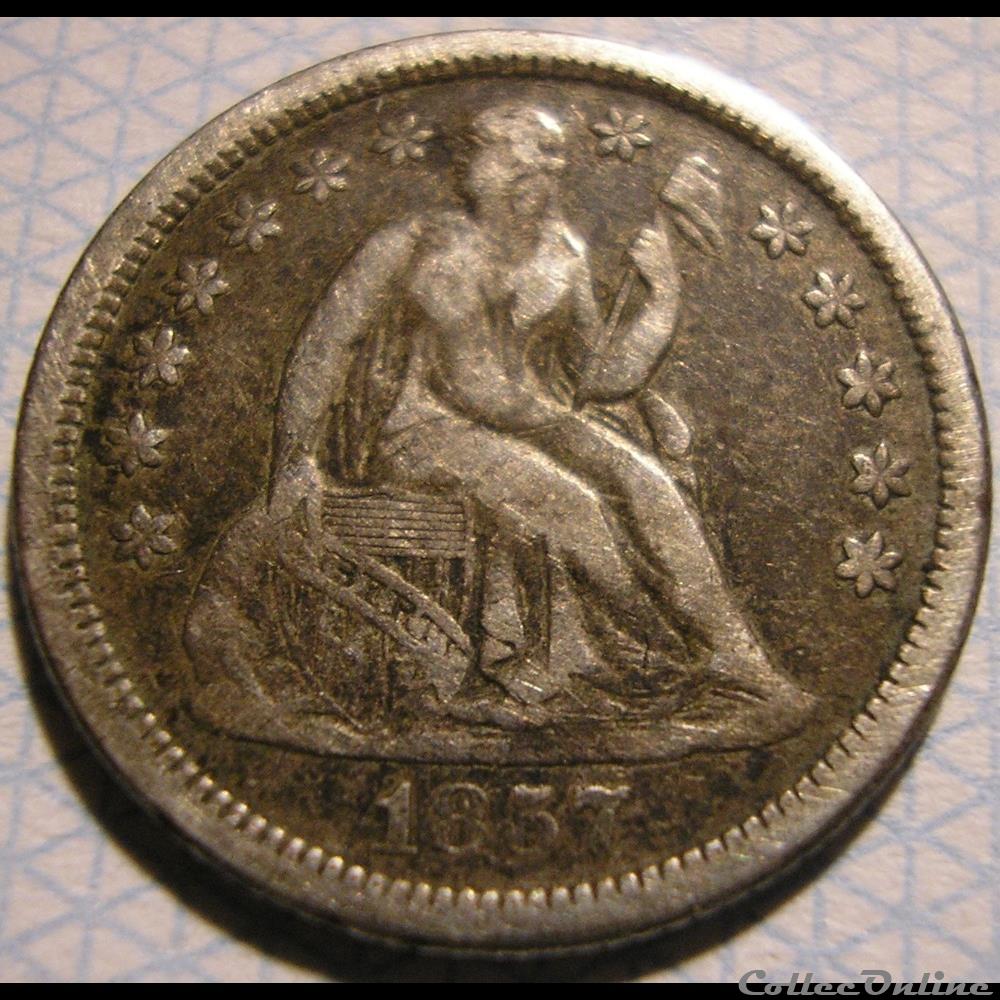1857 o Dime / 10 Cents 3 monnaie monde etat uni 1857 o dime 10 cents