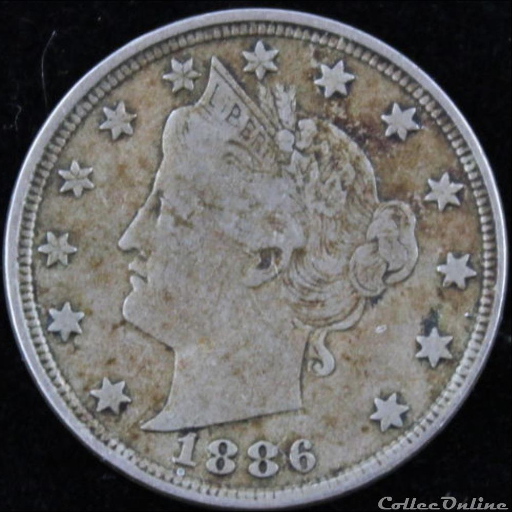 monnaie monde etat uni 1886 5 cents