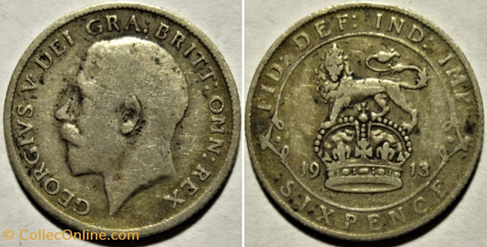 George V - 6 Pence 1913 - Great Britain monnaies monde royaume uni george v 6 pence 1913 great britain