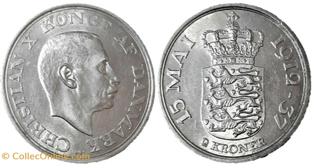 Christian X Denmark - 2 Kroner 1912-1937, Silver Jubilee of Reign monnaies monde danemark christian x denmark 2 kroner 1912 1937 silver jubilee of reign