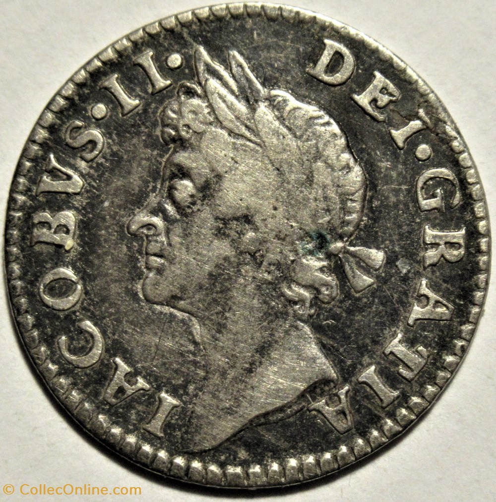 James II Stuart - Four Pence 1686 - Kingdom of England 2 monnaies europe medievale royaume angleterre james ii stuart four pence 1686 kingdom of england
