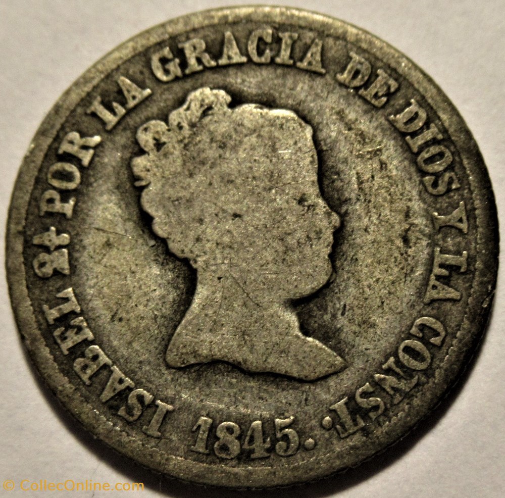 1845 Madrid - 2 Reales - Isabel II de España 2 monnaies monde espagne 1845 madrid 2 reales isabel ii de espana