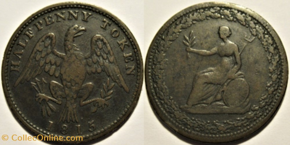 monnaies monde canada george iii halfpenny imitation token 1815 britannia eagle