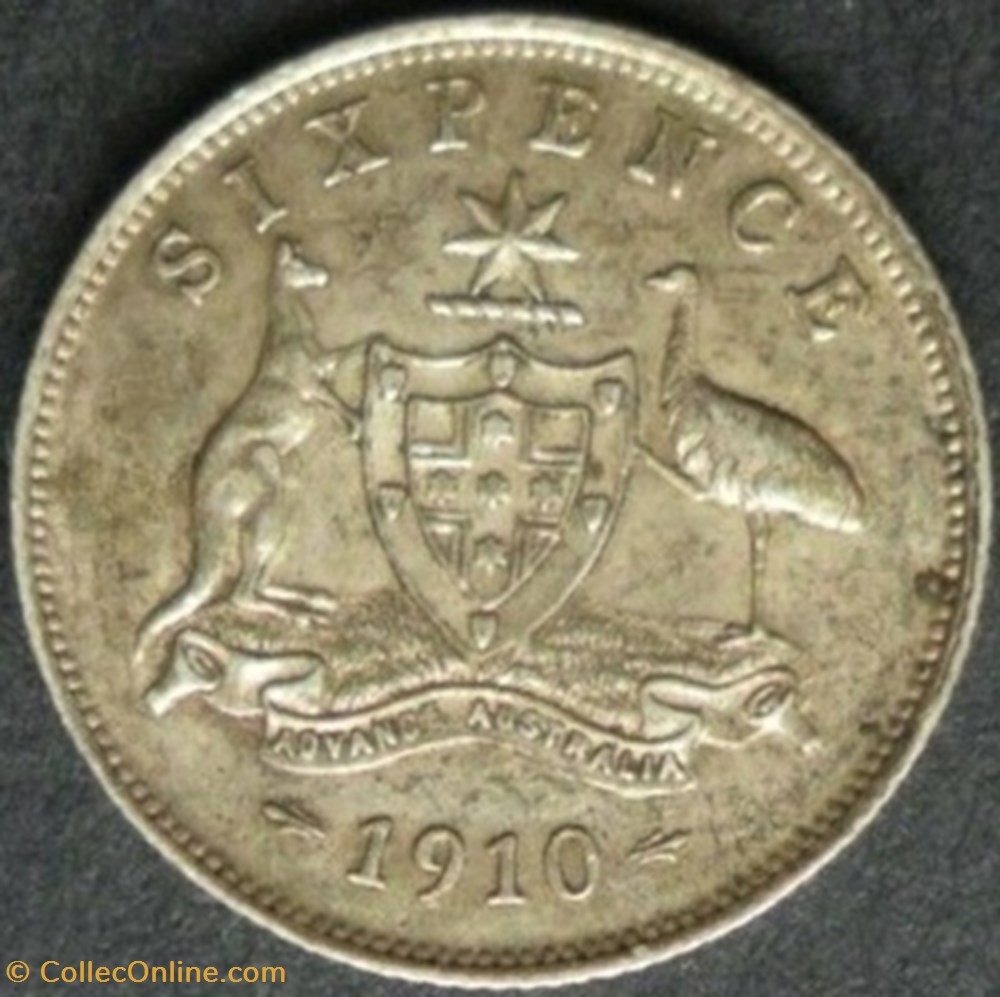 Edward VII - 6 Pence 1910 - Australia monnaie monde australie edward vii 6 pence 1910 australia
