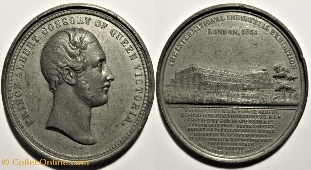 Albert, Prince Consort - 1851 Medal of the Exhibition of the Works of Industry of all Nations, GB medailles royaume uni albert prince consort 1851 medal of the exhibition of the works of industry of all nations gb