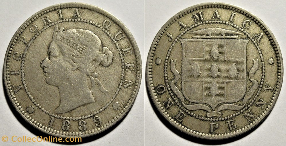monnaies monde jamaique victoria one penny 1889 jamaica island