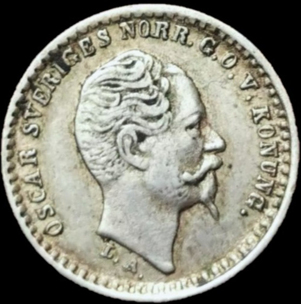 Sweden - Oscar I - 10 Öre 1855 monnaies monde suede sweden oscar i 10 ore 1855