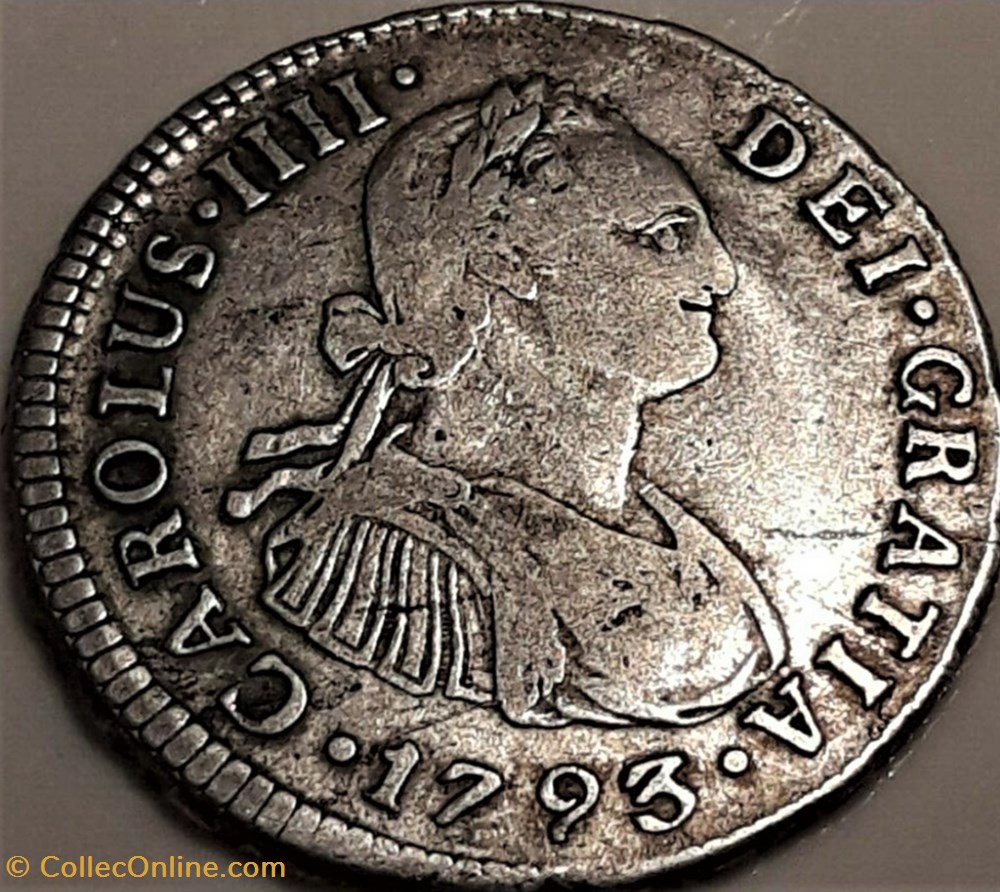 Peru - 2 Reales 1793 Lima - Carlos IV de España 4 monnaies monde perou peru 2 reales 1793 lima carlos iv de espana