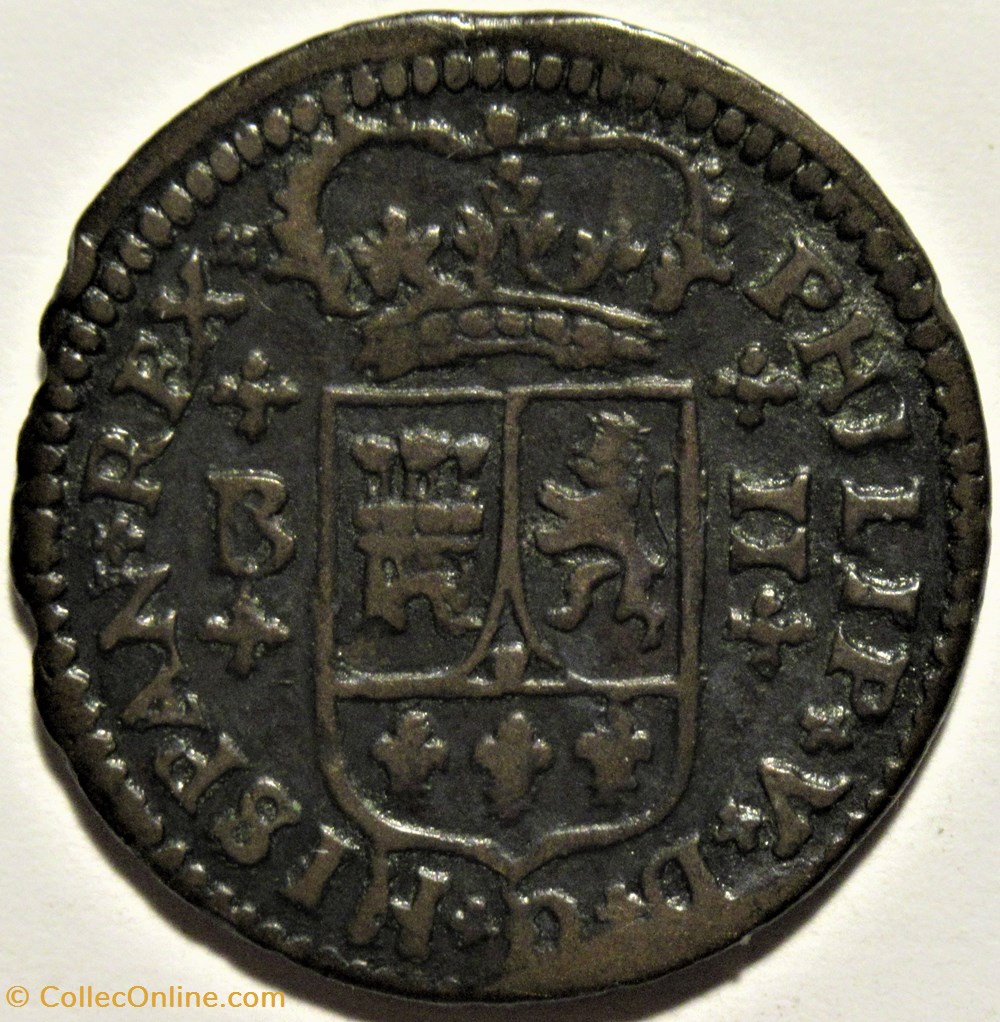 monnaies europe medievale royaume espagne 1720 barcelona 2 maravedis felipe v