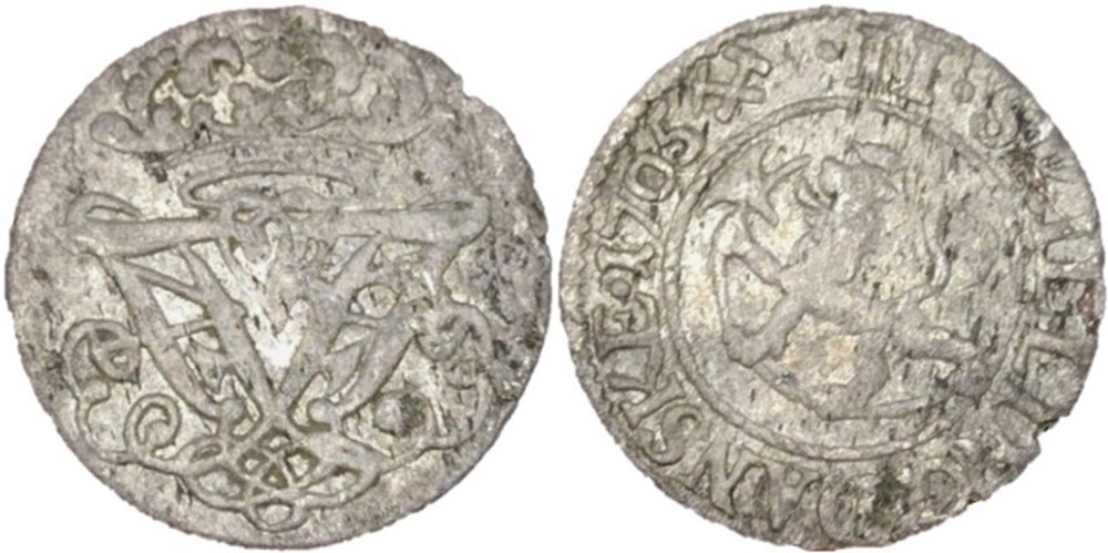 Frederik IV of Denmark - 2 Skilling Danske 1705 - Kingdom of Norway monnaies europe medievale norvege frederik iv of denmark 2 skilling danske 1705 kingdom of norway