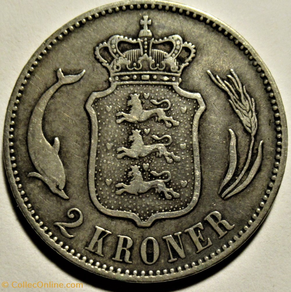 Christian IX Denmark - 2 Kroner 1876 3 monnaies monde danemark christian ix denmark 2 kroner 1876