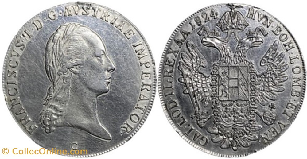 monnaies monde autriche 1824 prague 1 thaler franz i of austria