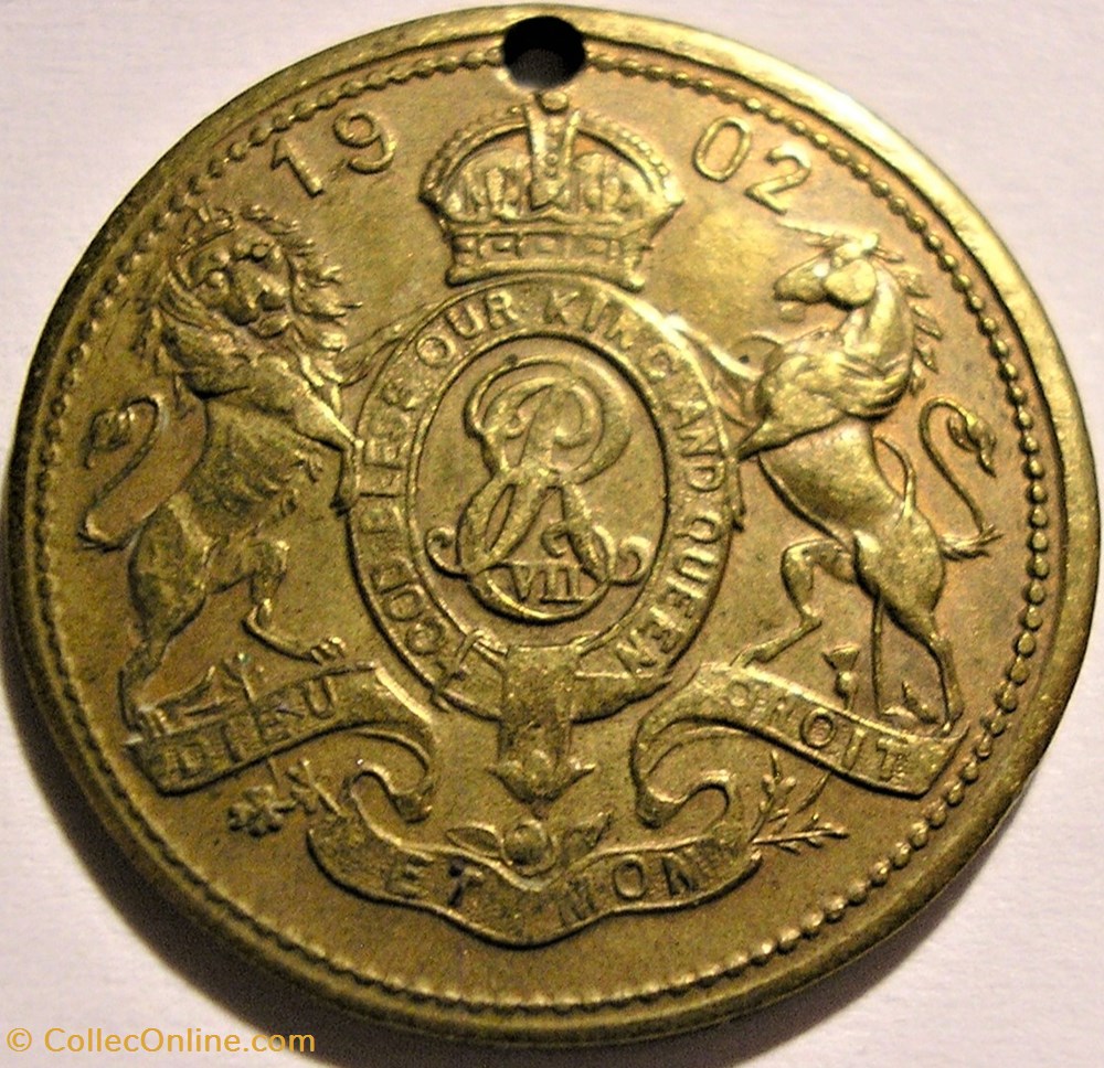 Edward VII & Alexandra - Gilt Token Coronation 1902 5 medaille royaume uni edward vii alexandra gilt token coronation 1902