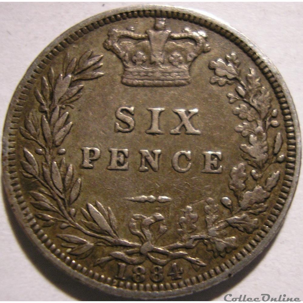 Victoria - Sixpence 1884 Kingdom of Great Britain monnaies monde royaume uni victoria sixpence 1884 kingdom of great britain