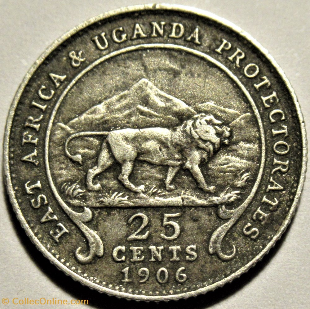Edward VII - 25 Cents 1906 - British East Africa 3 monnaies monde kenya edward vii 25 cents 1906 british east africa