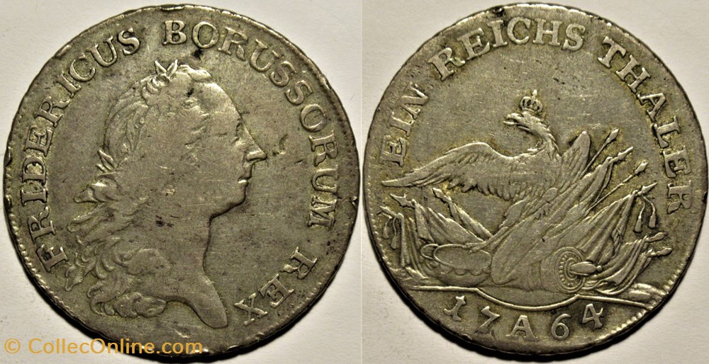 monnaies europe medievale saint empire romain germanique friedrich ii the great reichsthaler 1764 berlin kingdom of prussia