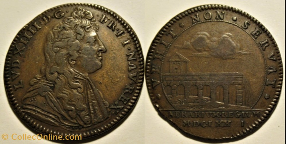 Louis XIV - 1681, Jeton du Trésor Royal, Aqueduc monnaies paranumismatique jetons poids louis xiv 1681 jeton du tresor royal aqueduc